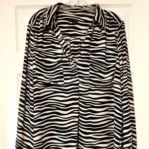 Ann Taylor XL-cream and black zebra blouse